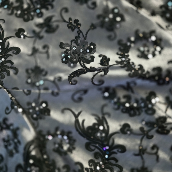 R&M RICHARDS Womens Grey Black Sequined Lace Jacket Plus 24W - Picture 2 of 10